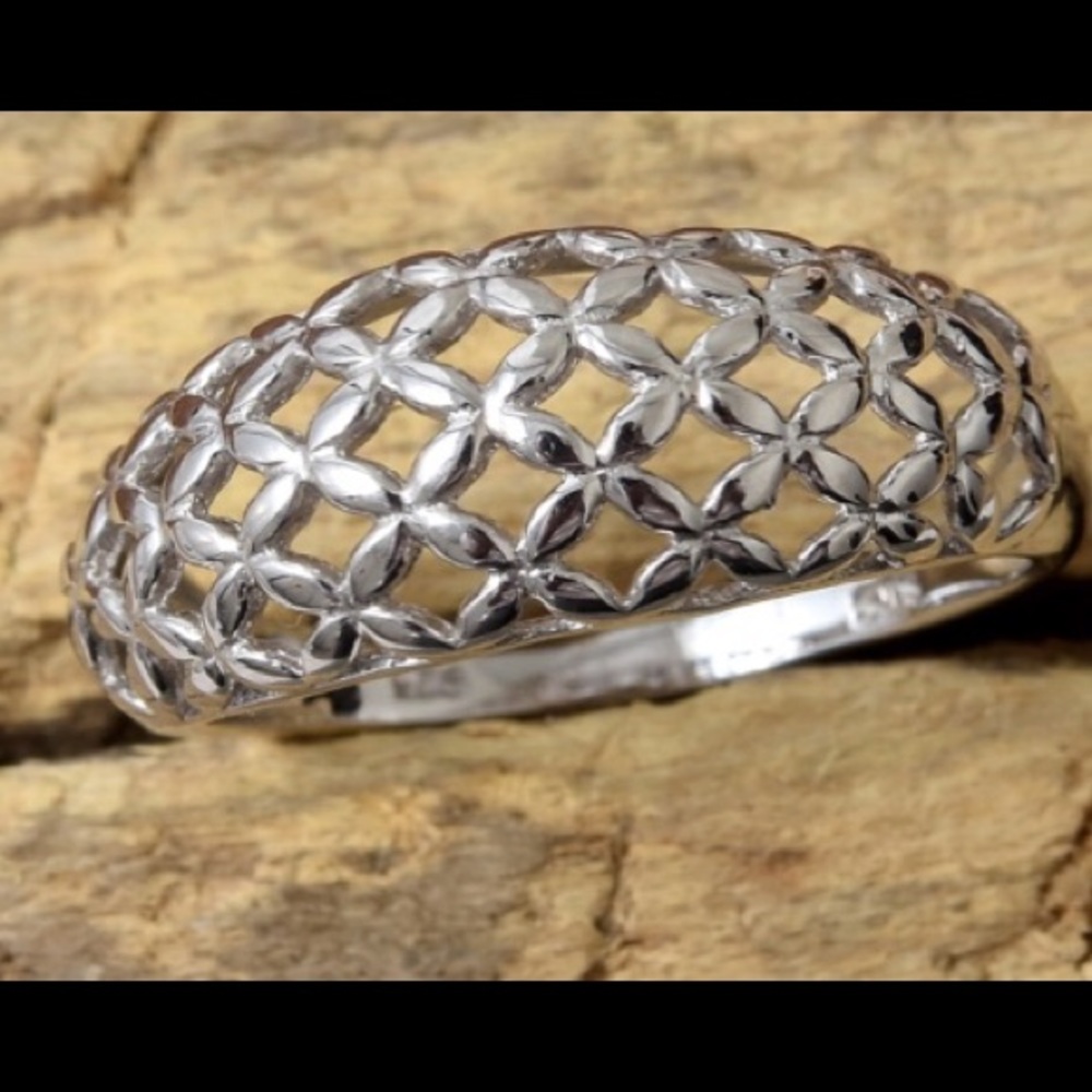 Platinum over sterling silver ring